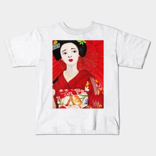 Watercolor - Japanese lady Kids T-Shirt